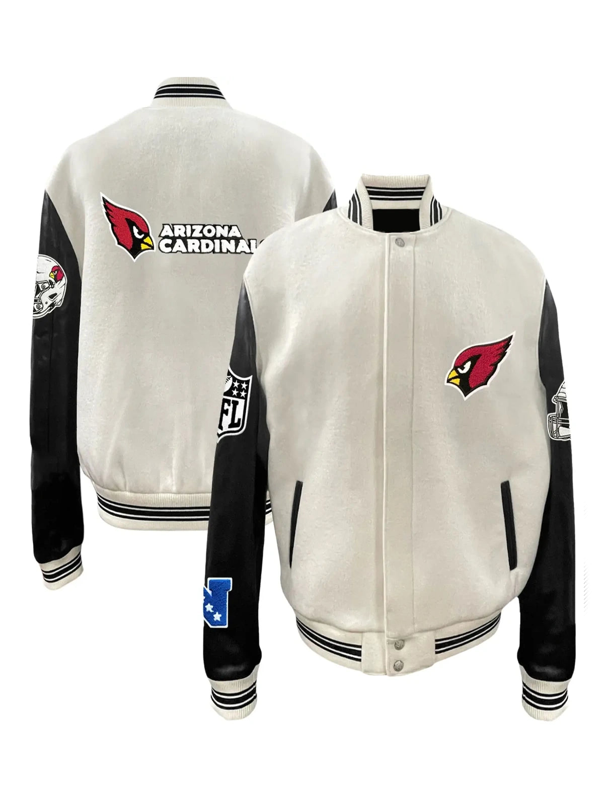 Arizona Cardinals Jeff Hamilton Ribbed Knitted Wool & Leather Varsity Jacket