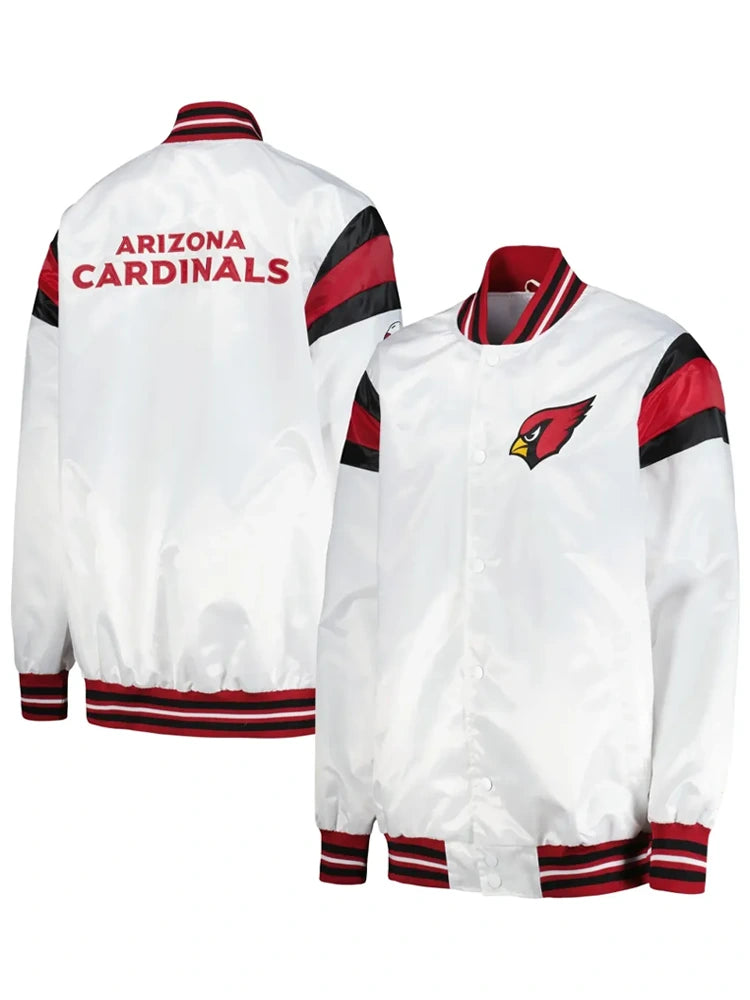 Arizona Cardinals Starter Vintage Full-Snap Satin Varsity White Jacket