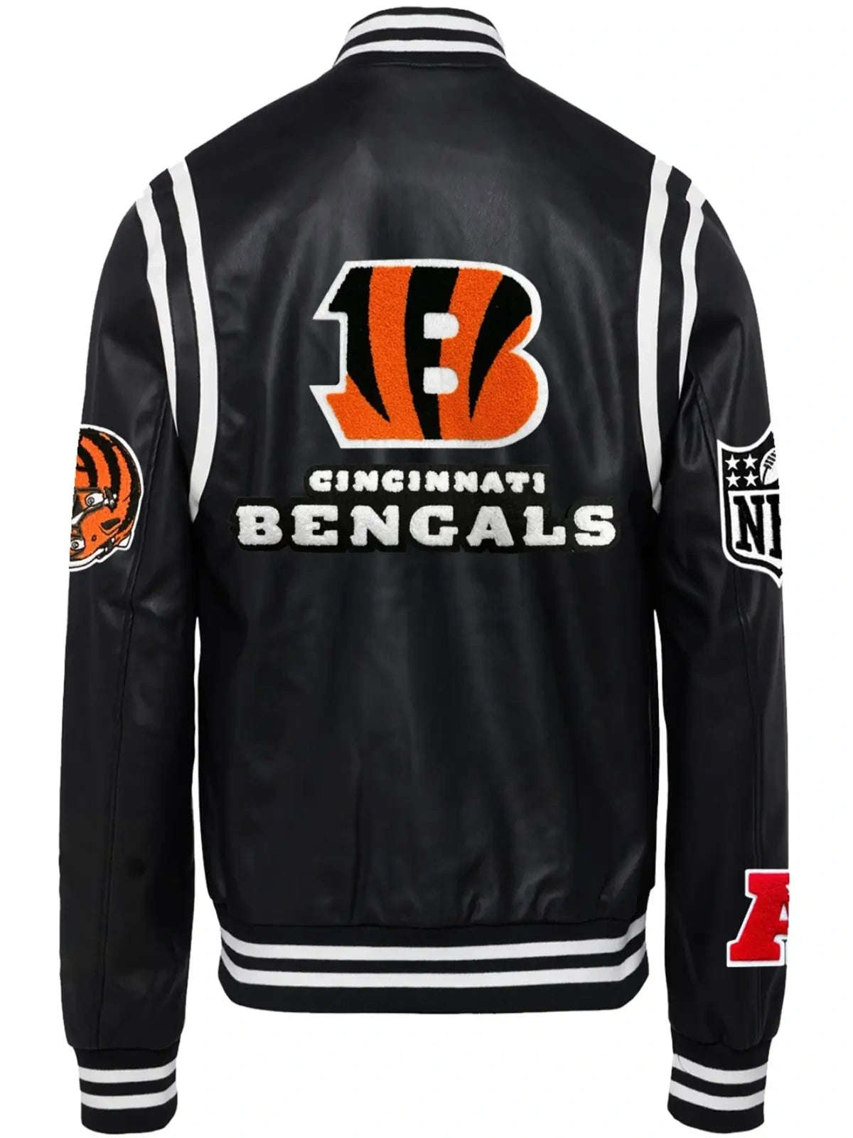 Cincinnati Bengals Jeff Hamilton Black Faux Leather Varsity Jacket