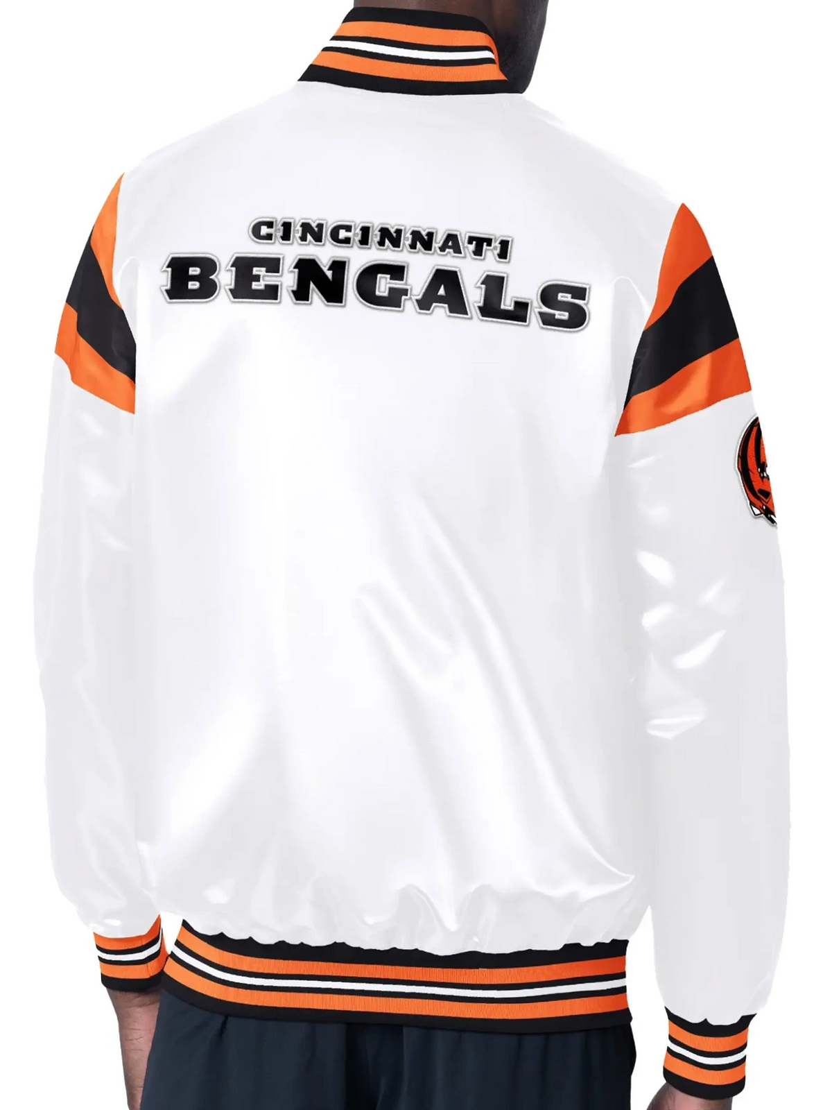 Cincinnati Bengals Starter Full-Snap Satin Varsity White Jacket