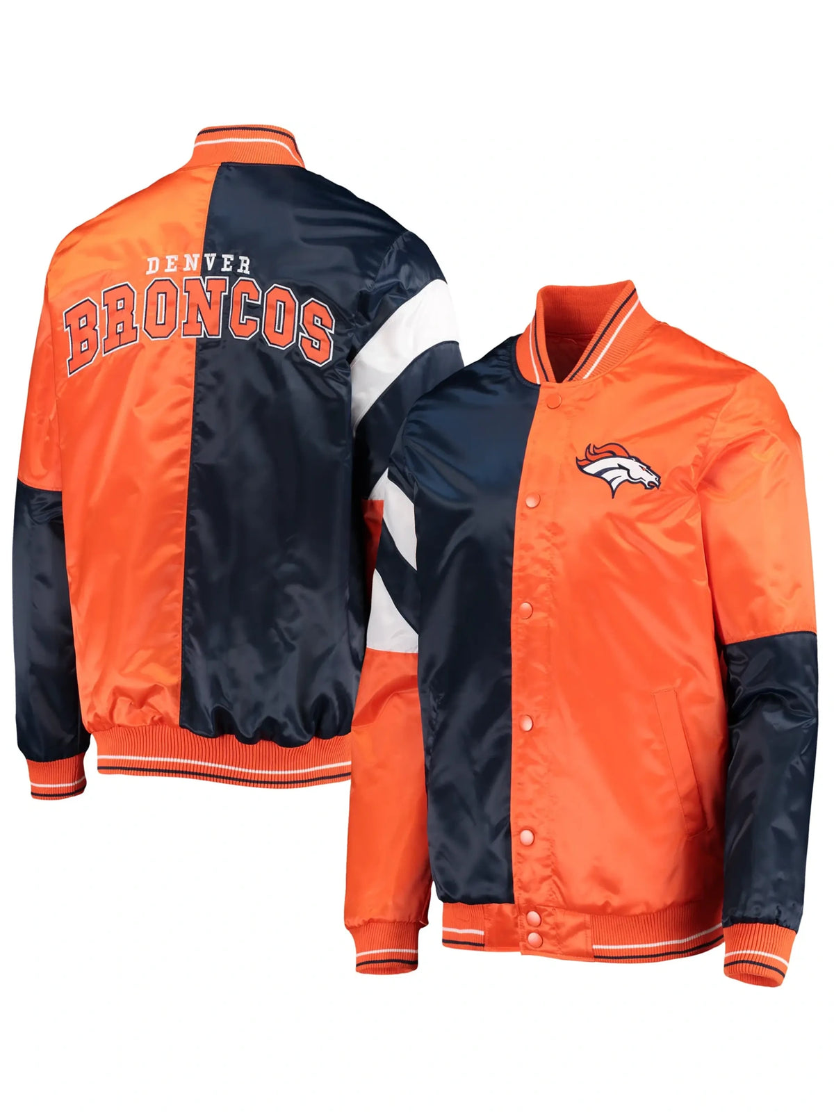 Denver Broncos Classic Rib Satin Varsity Jacket