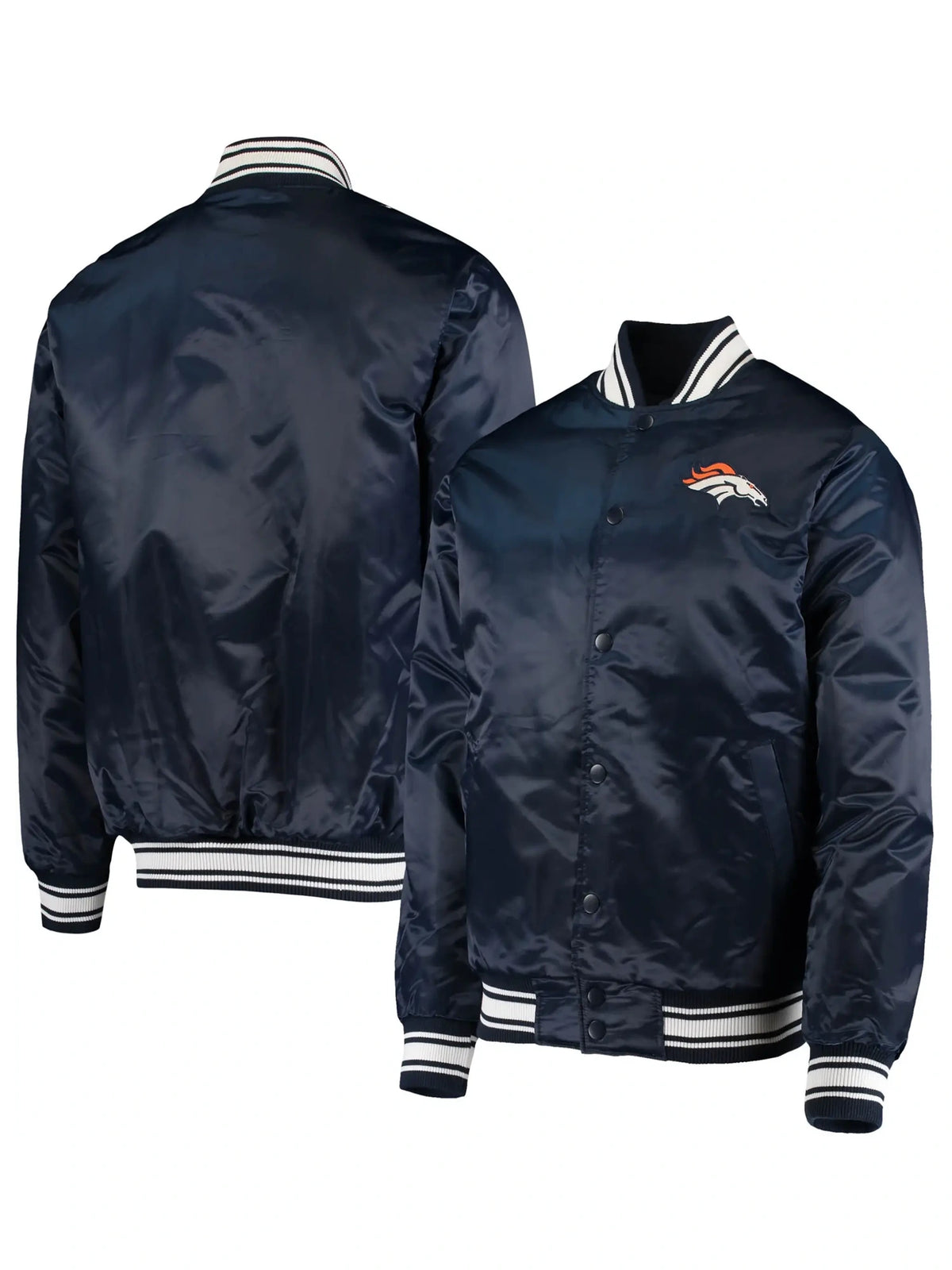 Denver Broncos Classic Ribbed Satin Varsity Jacket