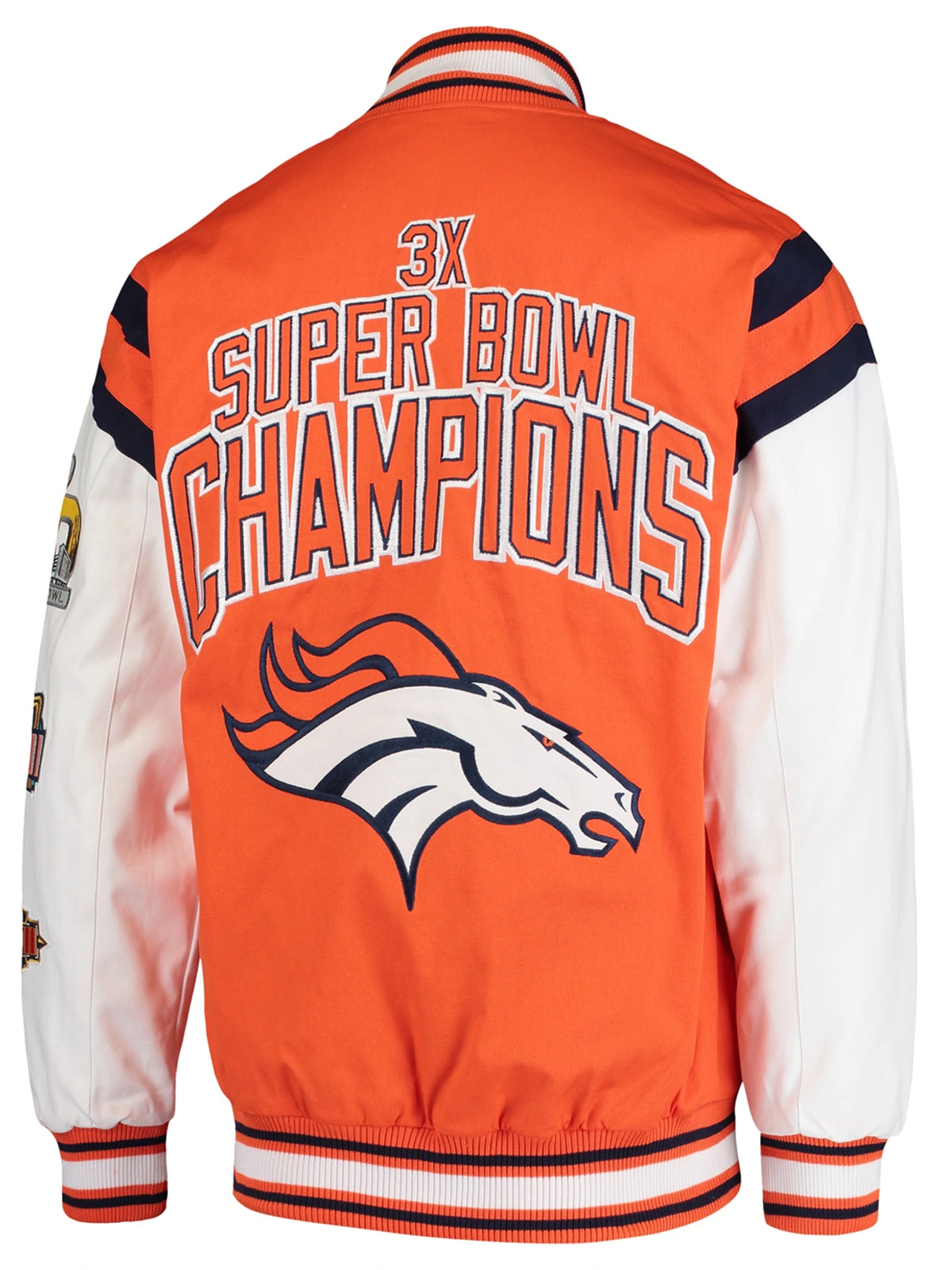 Denver Broncos Orange Patches Satin Varsity Jacket