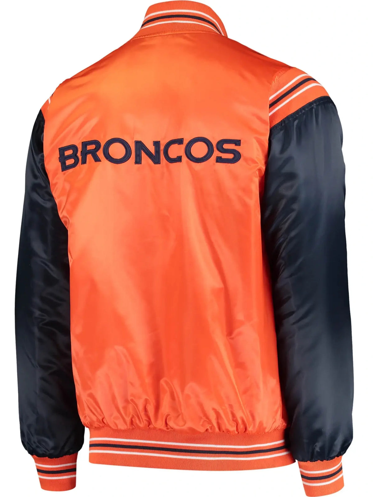 Denver Broncos Satin Varsity Jacket Orange & Navy