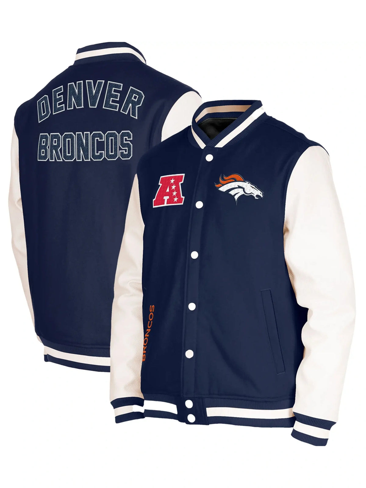 Denver Broncos Wool & Leather Varsity Jacket