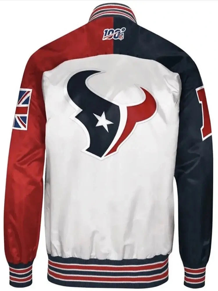 Houston Texans Classic Rib Starter Satin Varsity Jacket