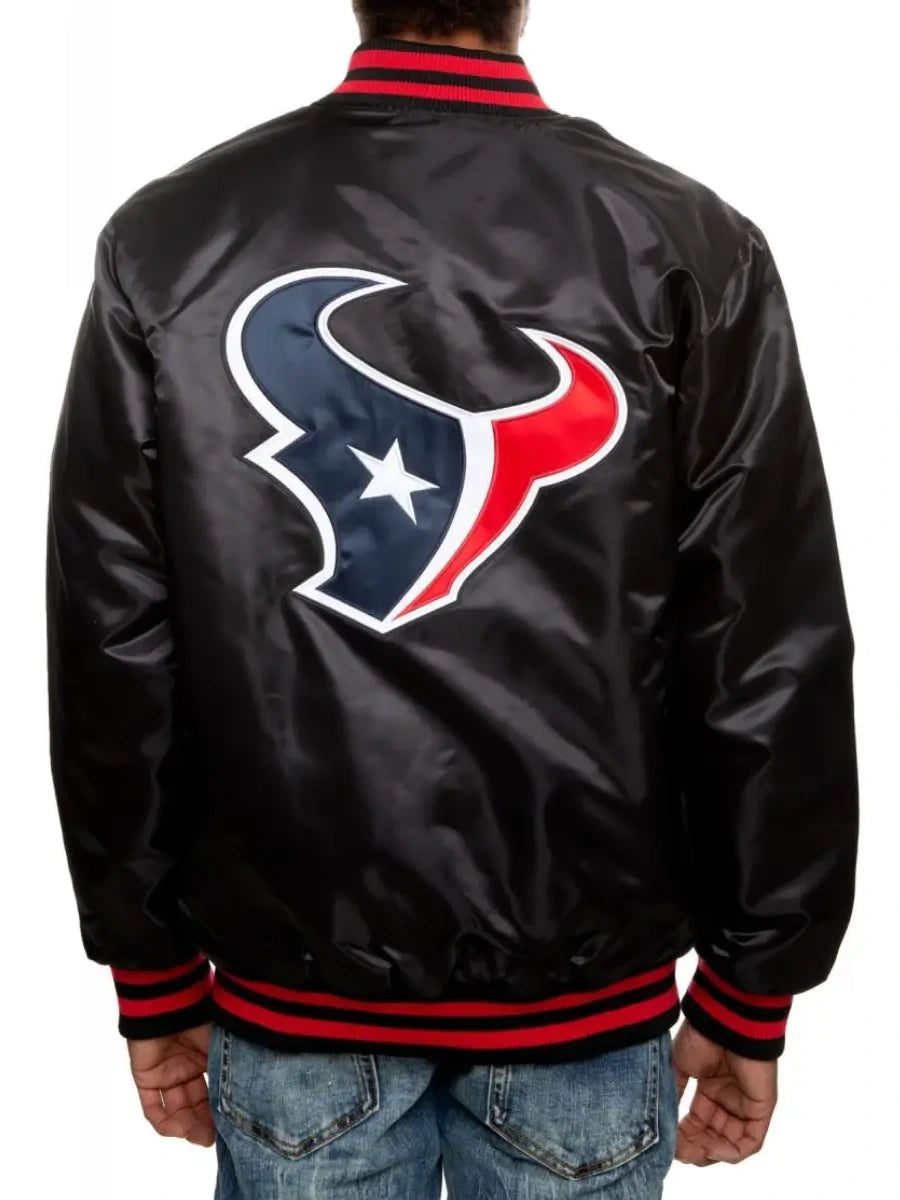 Houston Texans Football Team Players Satin Varsity Black Jacket