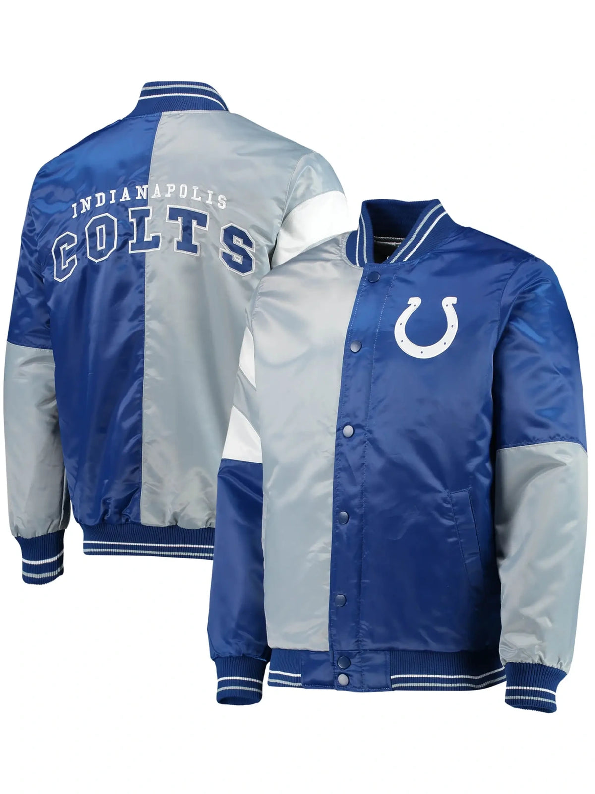 Indianapolis Colts Starter Satin Varsity Jacket Royal & Gray