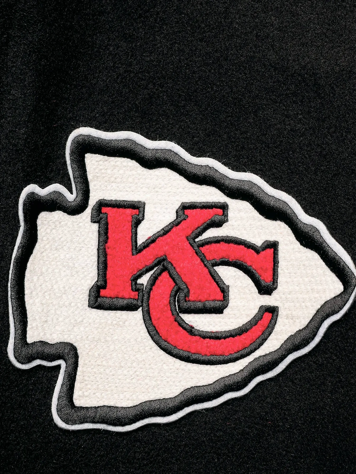 Kansas City Chiefs Front Button Black & White Varsity Jacket