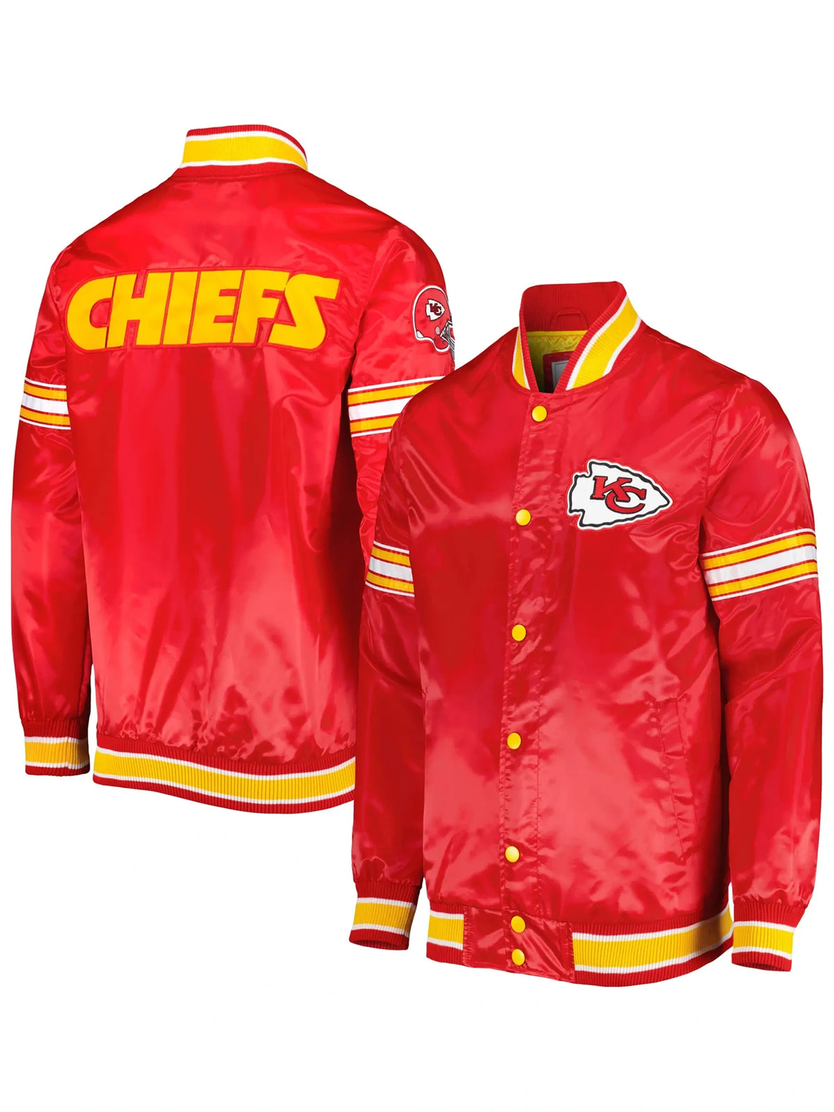 Kansas City Chiefs Starter Midfield Full-Snap Satin Red Varsity Jacket