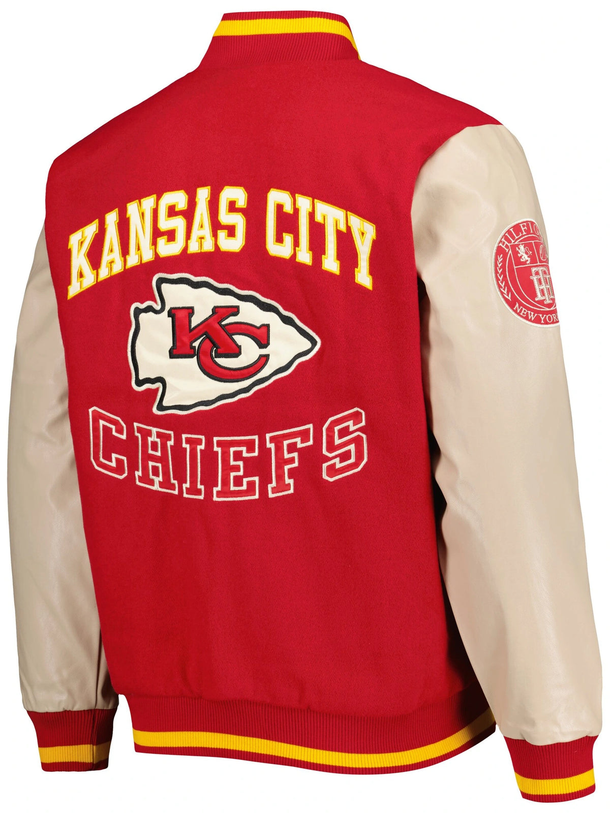 Kansas City Chiefs Front Full-Button Red wool & Leather Varsity Jacket