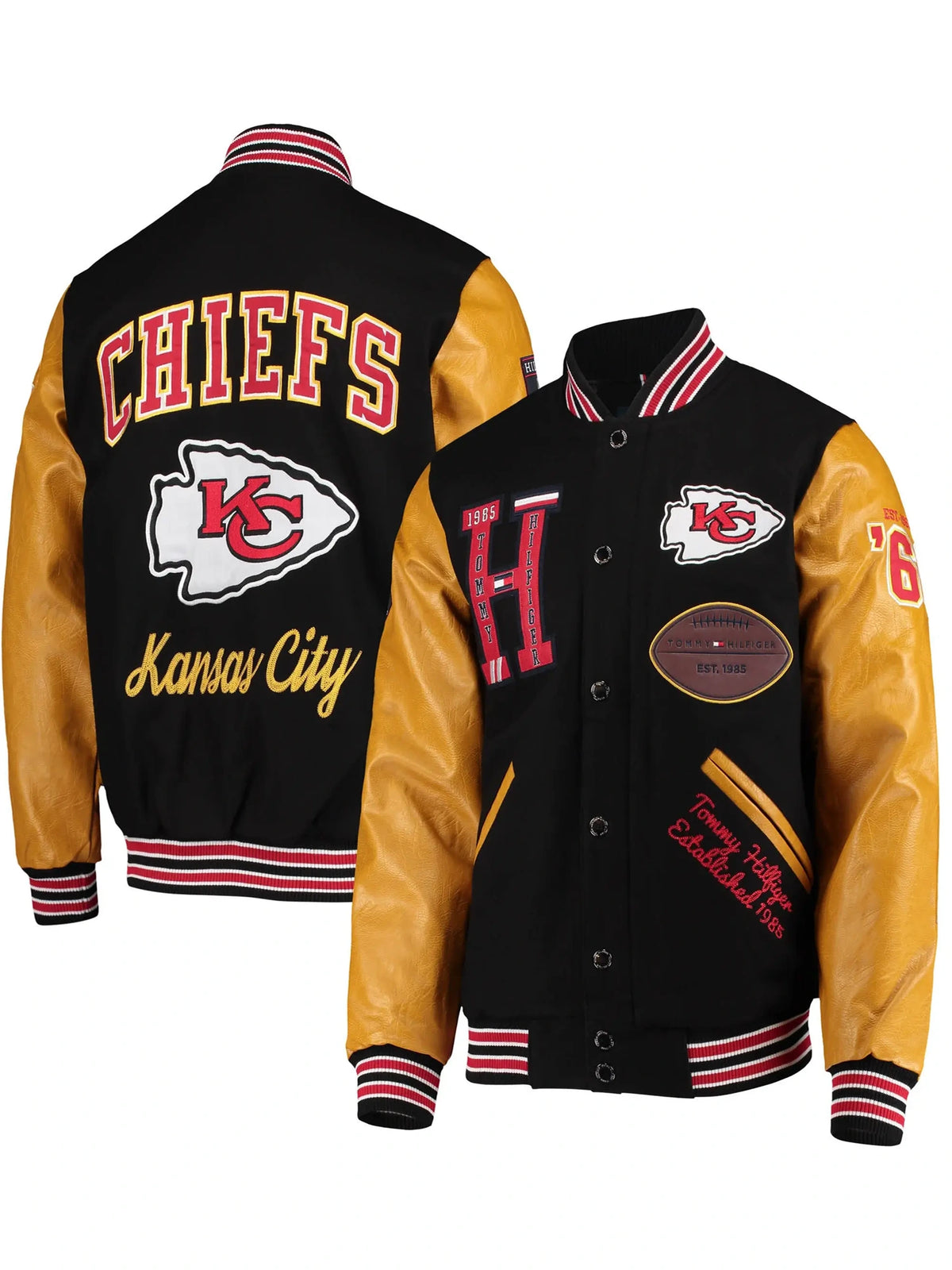 Kansas City Chiefs Heritage Full-Snap Black & Golden Varsity Jacket