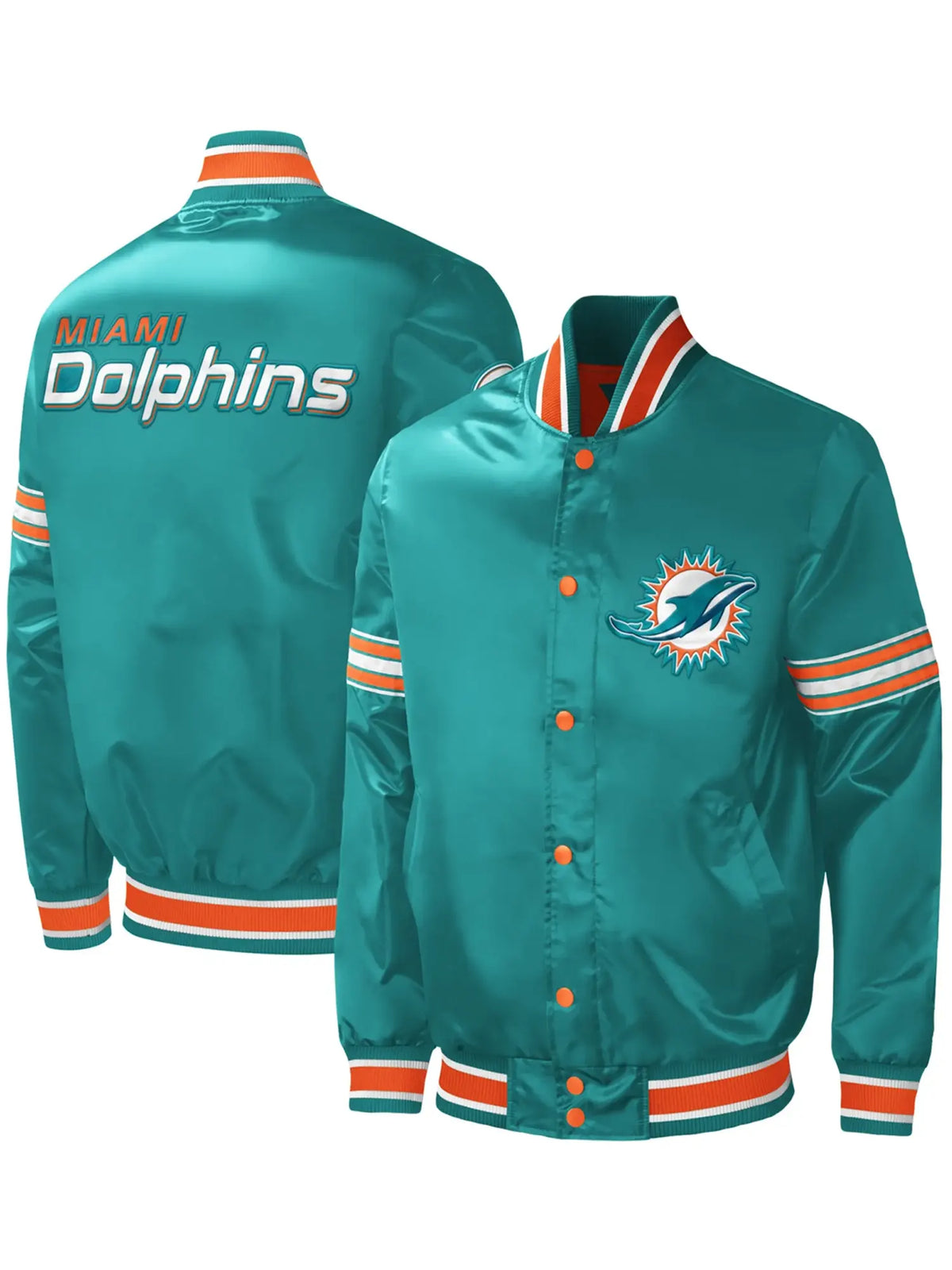 Miami Dolphins Classic Rib Satin Varsity Jacket