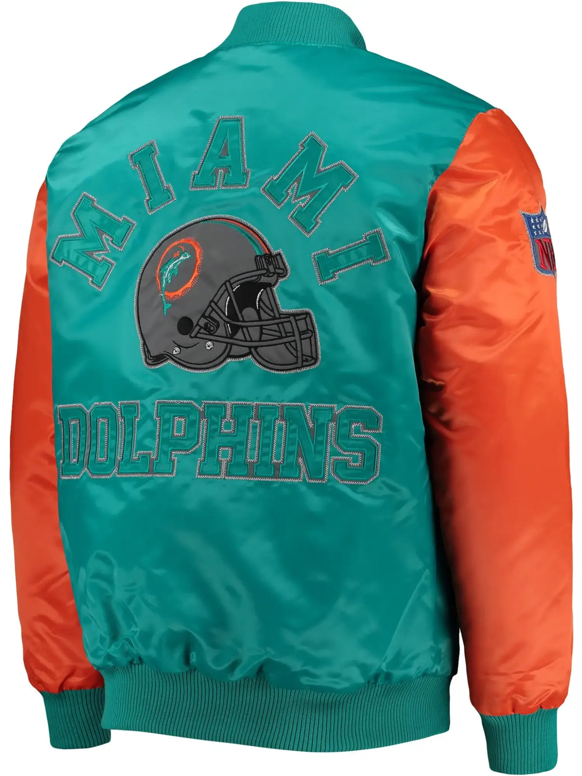 Miami Dolphins Classic Vintage Satin Varsity Jacket With Logo