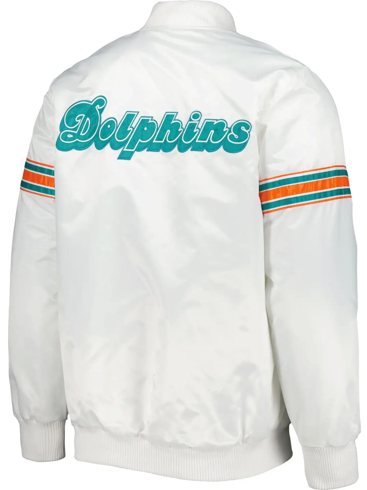 Miami Dolphins Classic Vintage Satin Varsity White Jacket