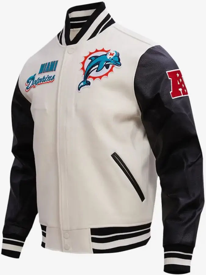 Miami Dolphins Classic Wool & Leather Varsity Jacket