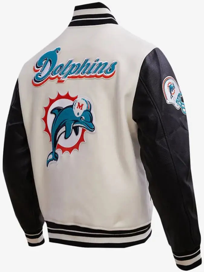 Miami Dolphins Classic Wool & Leather Varsity Jacket