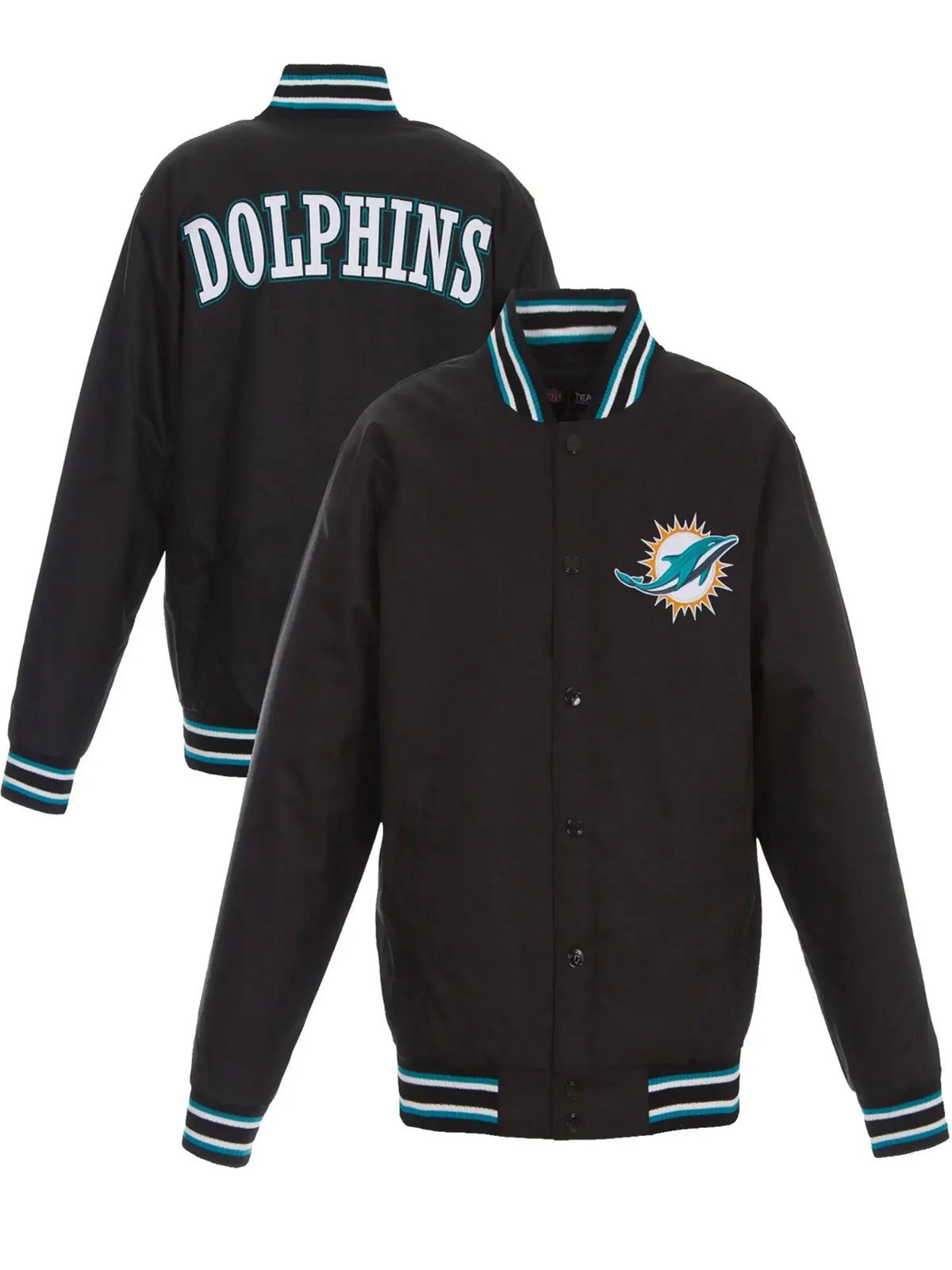 Miami Dolphins Black Satin Varsity Jacket