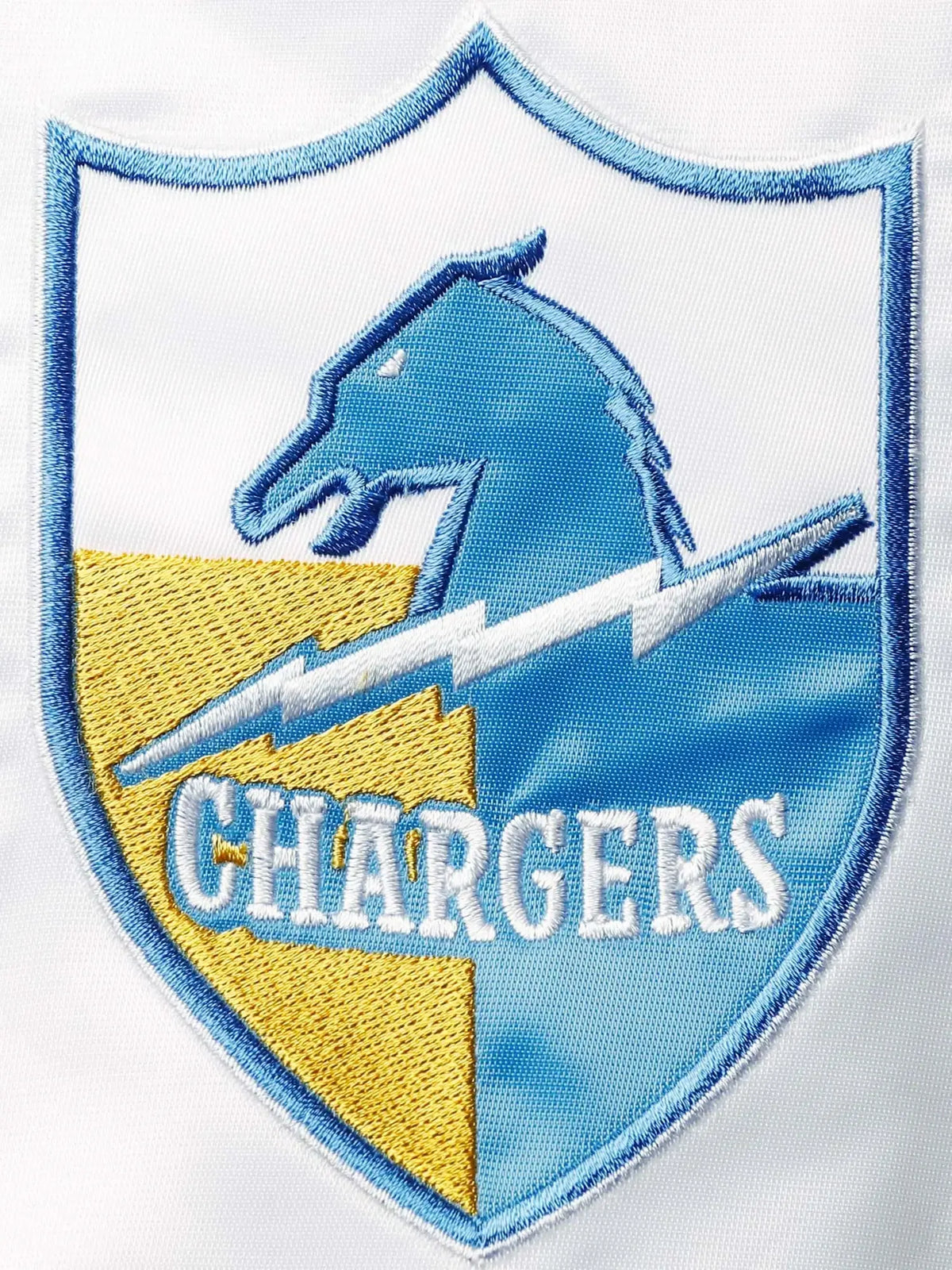 NFL Los Angeles Chargers Renegade Throwback Satin White and Powder Blue Varsity Jacket