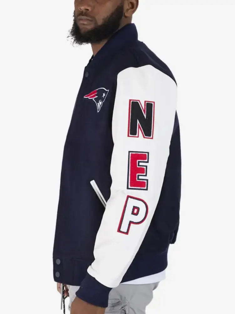 New England Patriots Football Players Wool & Leather Varsity Jacket