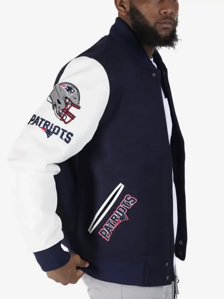 New England Patriots Football Players Wool & Leather Varsity Jacket