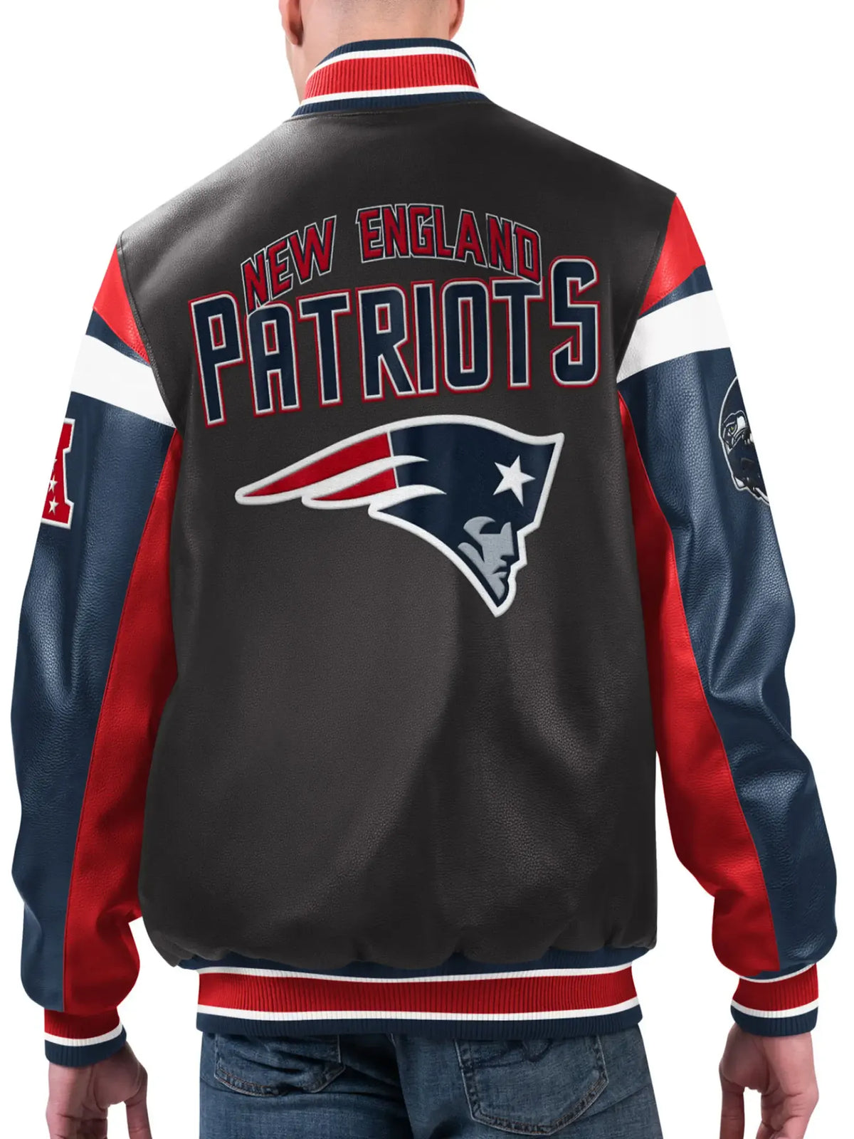 New England Patriots G-III Sports by Carl Banks Leather Varsity Jacket