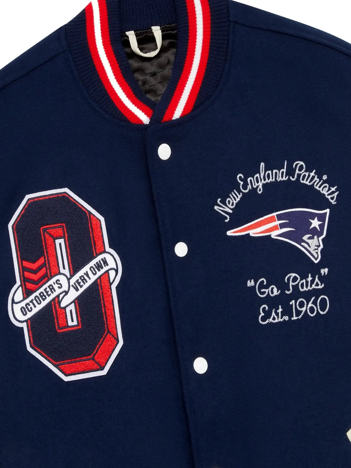 New England Patriots NFL x OVO Wool & Leather Varsity Jacket