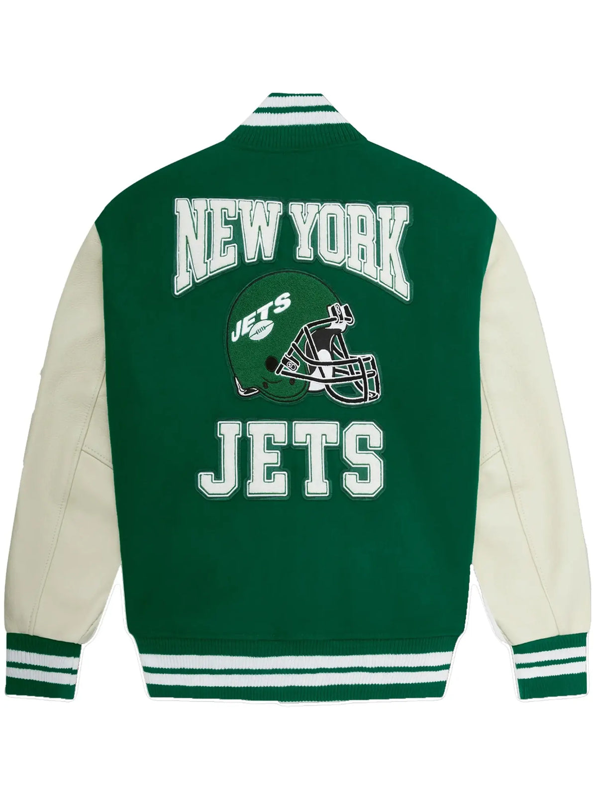 New York Jets OVO x NFL Wool & Leather Full-Snap Varsity Jacket