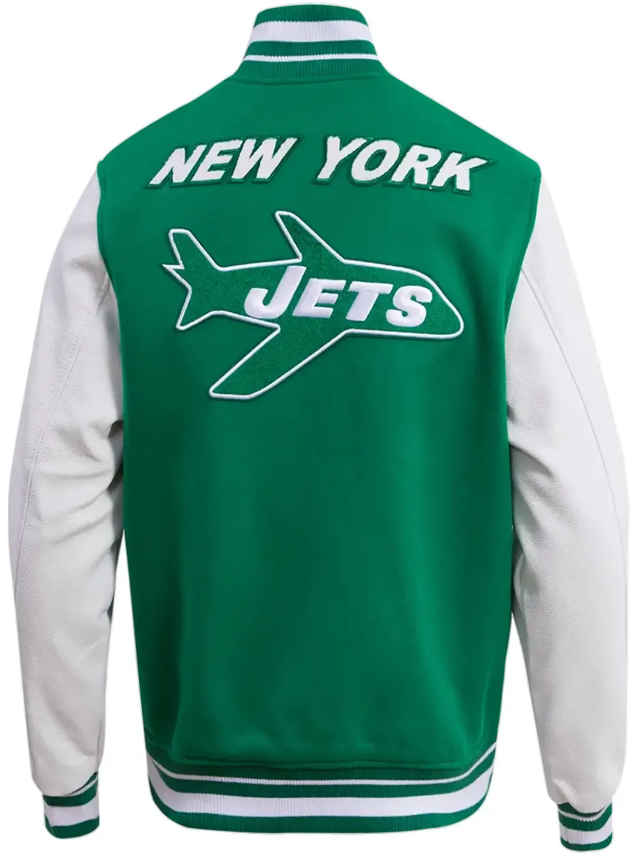 New York Jets Retro Classic Rib Wool & Leather Varsity Jacket