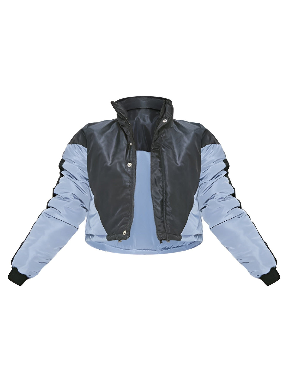 Blue & Black Cropped Puffer Jacket - Customizer King