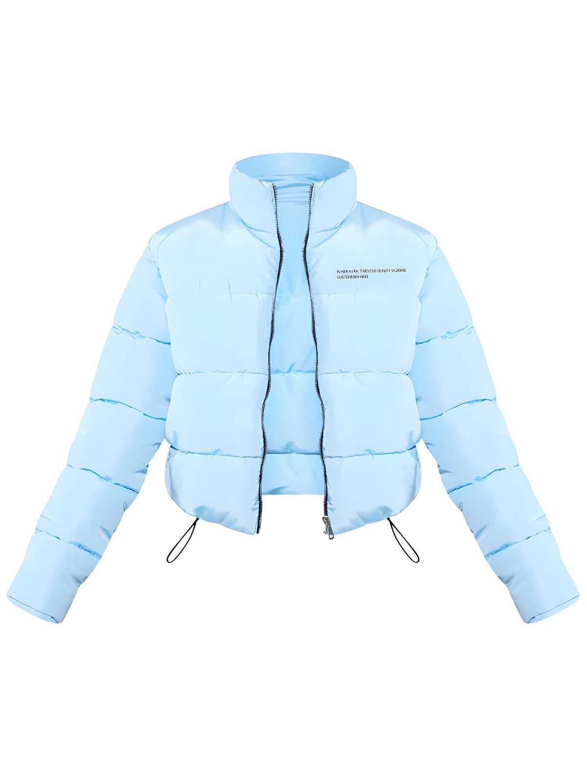 Blue Funnel Neck Cropped Puffer Jacket - Customizer King