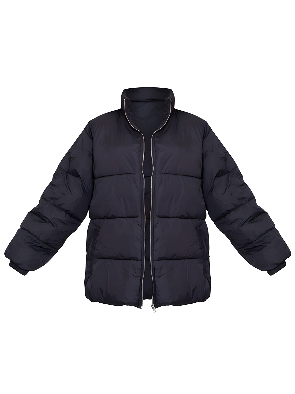 Soft Touch Nylon Padded Panel Longline Puffer