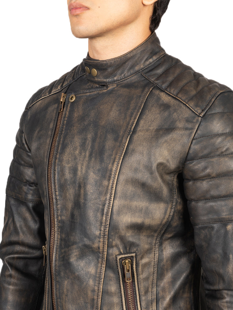 Faisore Leather Biker Jacket