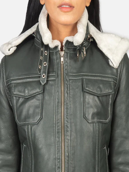 Fiona Hooded Shearling Leather Jacket