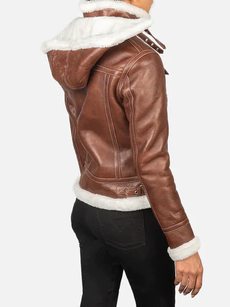 Fiona Hooded Shearling Leather Jacket