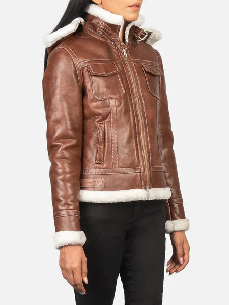 Fiona Hooded Shearling Leather Jacket