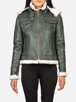 Fiona Hooded Shearling Leather Jacket