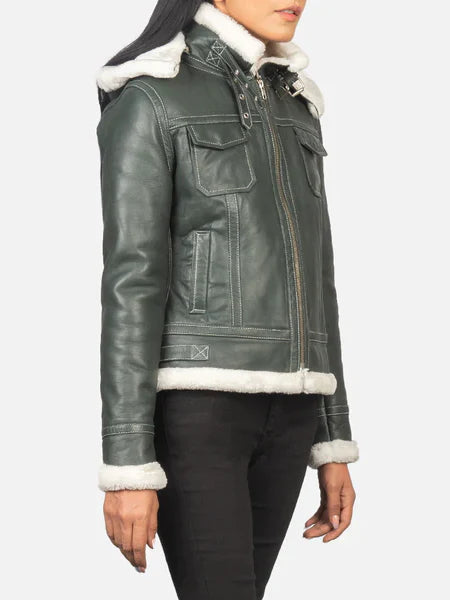 Fiona Hooded Shearling Leather Jacket