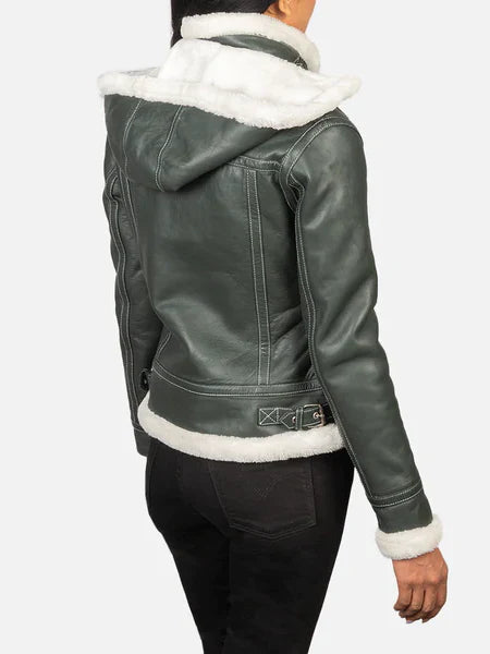 Fiona Hooded Shearling Leather Jacket