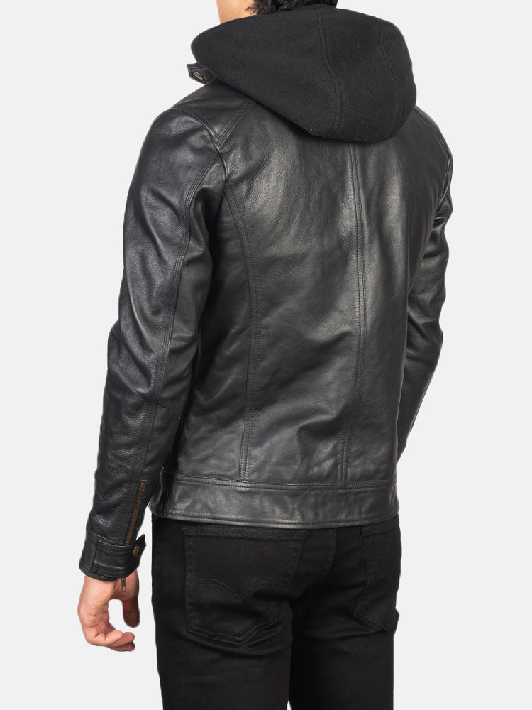 Hector Hooded Leather Biker Jacket