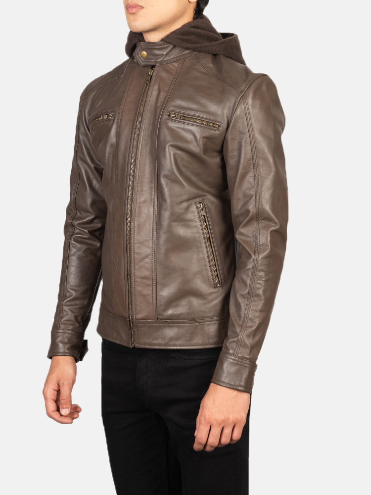 Hector Hooded Leather Biker Jacket