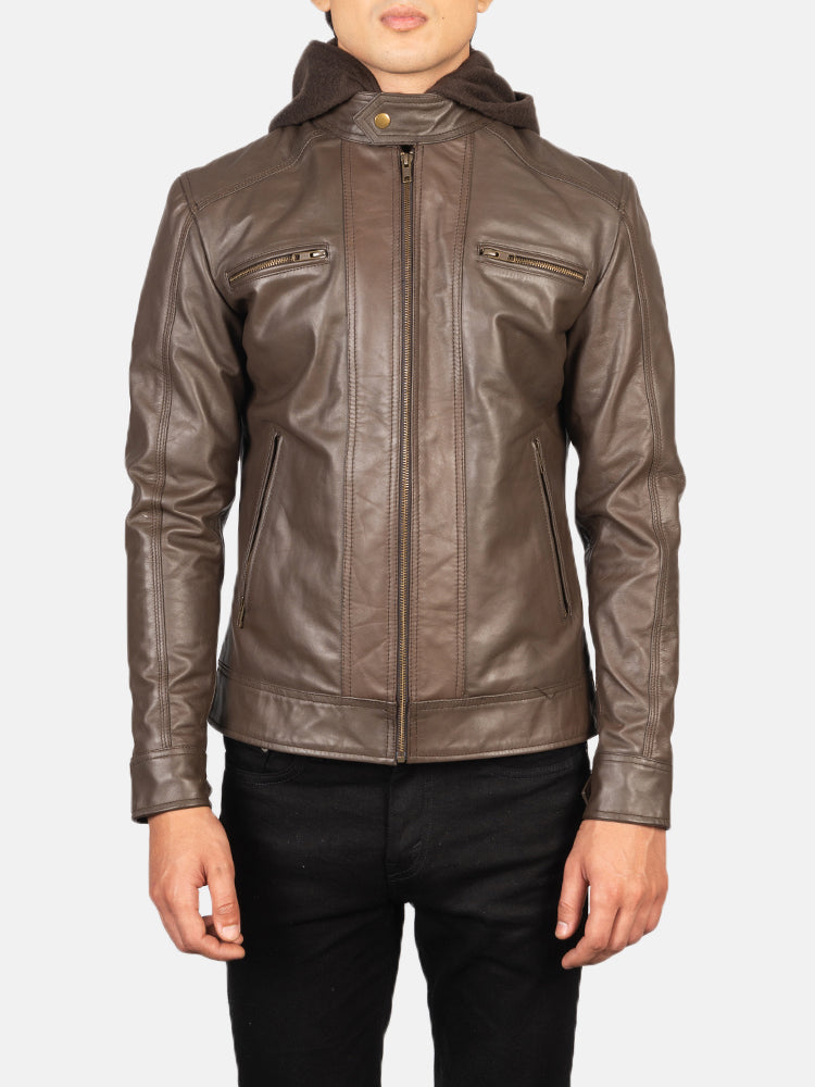 Hector Hooded Leather Biker Jacket