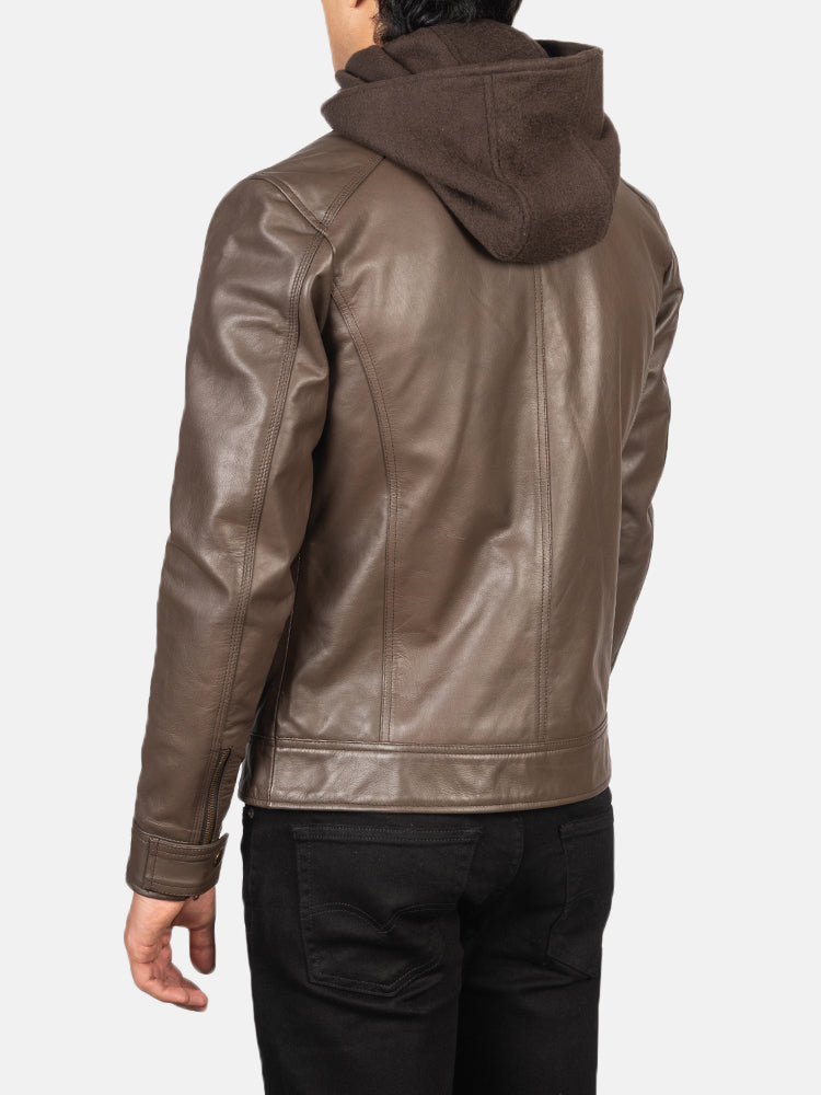 Hector Hooded Leather Biker Jacket