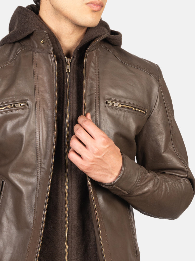 Hector Hooded Leather Biker Jacket