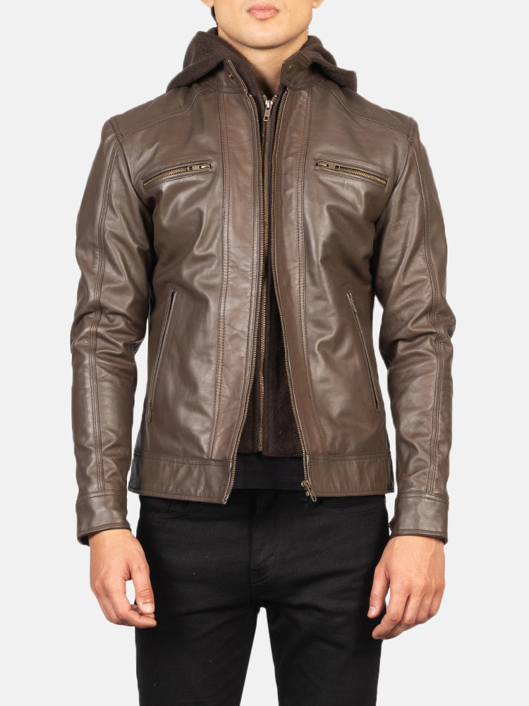 Hector Hooded Leather Biker Jacket