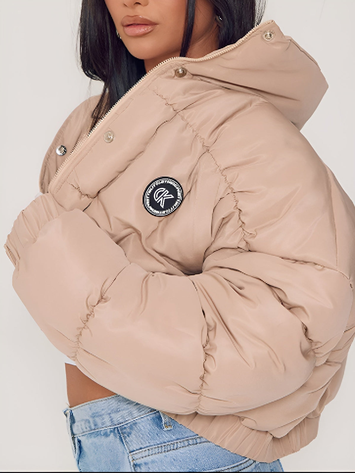 High Neck Cropped Puffer Jacket