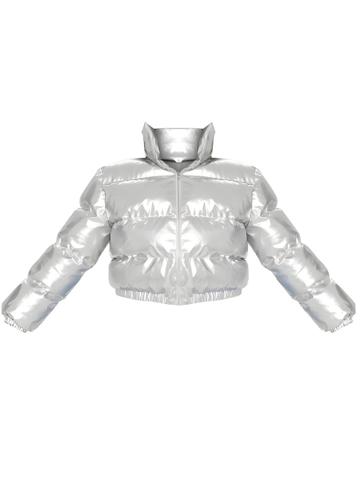 Plus Silver Cropped Puffer Jacket