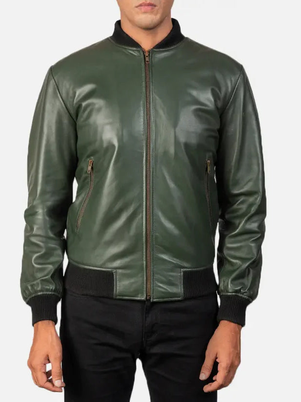 Shane Green Leather Bomber Jacket