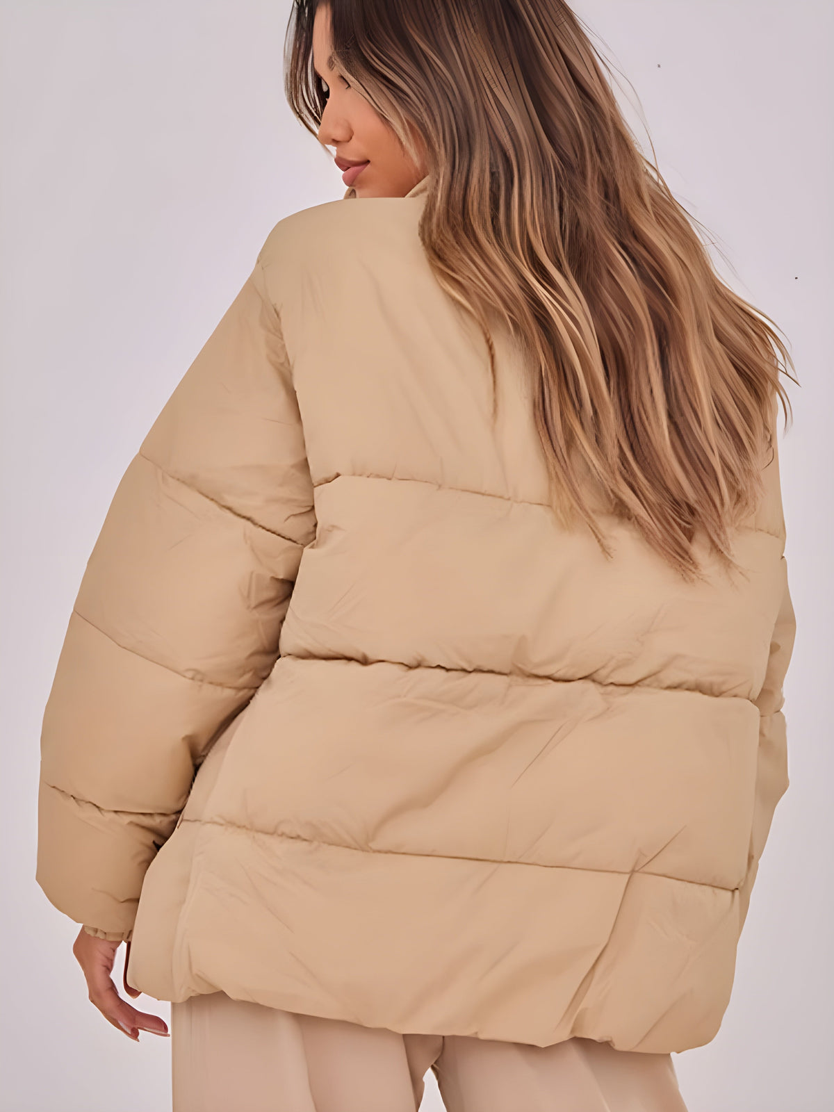 Soft Touch Nylon Padded Panel Longline Puffer